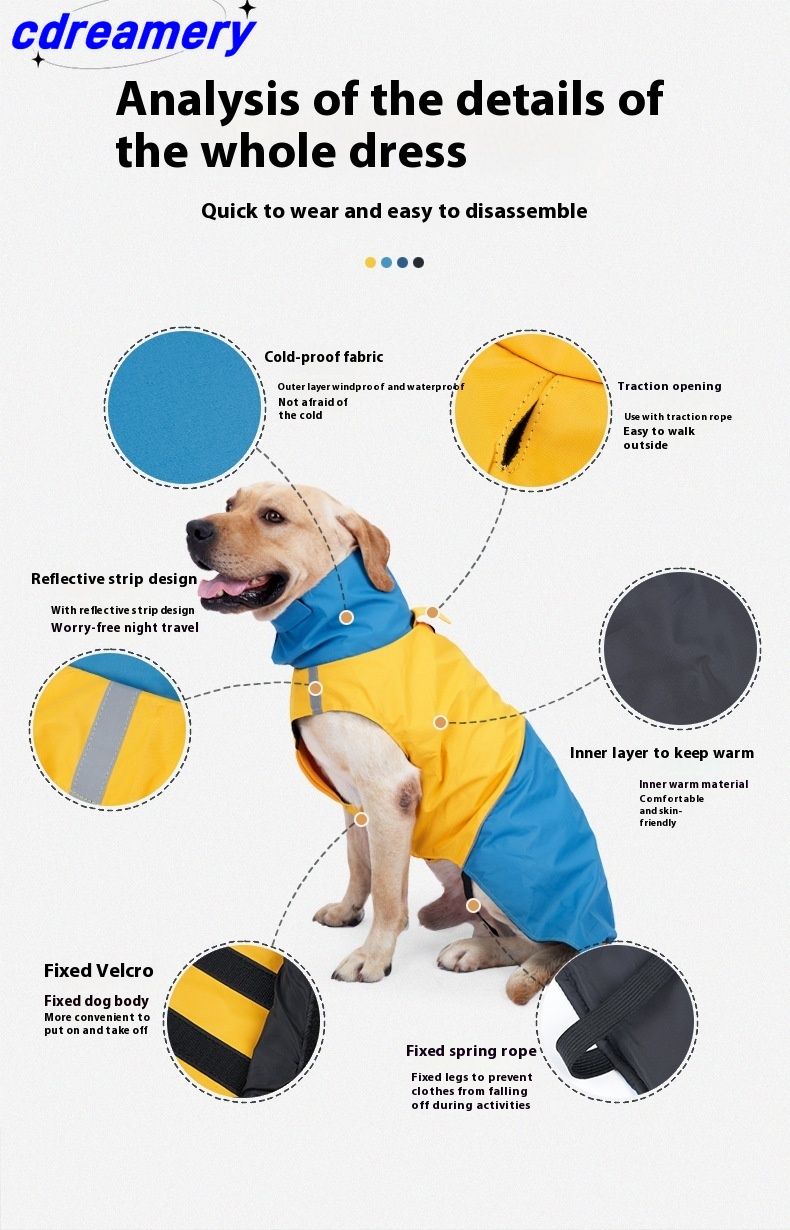 Dog Raincoat, Summer Waterproof And Stain-resistant Dog Suit, Four-legged High-neck Multi-functional Dog Windbreaker_voghion.com
