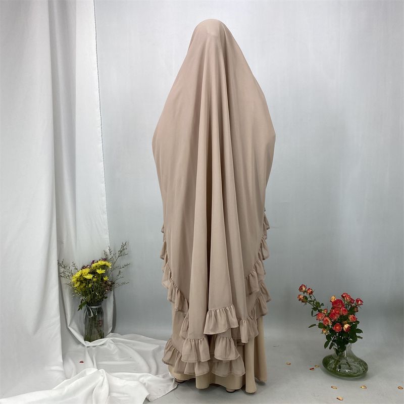 Ramadã longo chiffon babados khimar abaya muçulmano niqab lenço grande islam roupas de oração eid djellaba turbante de camada dupla hijabs_voghion.com