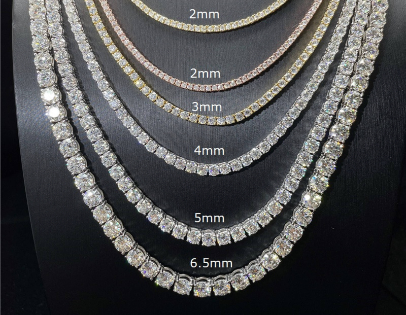 Groothandel Sterling Sier Iced Out 3-5mm DEF Kleur VVS Moissanite Diamanten Ketting heren Tennis Chain Hiphop Sieraden_voghion.com