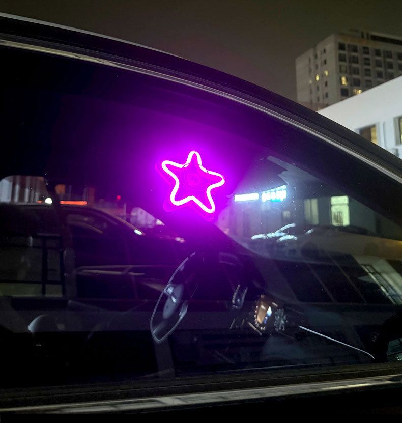 Car Windows, Neon Pentagram Interior Modification, Luminous LED Ambient Lights, DIY Cigarette Lighter Tray_voghion.com