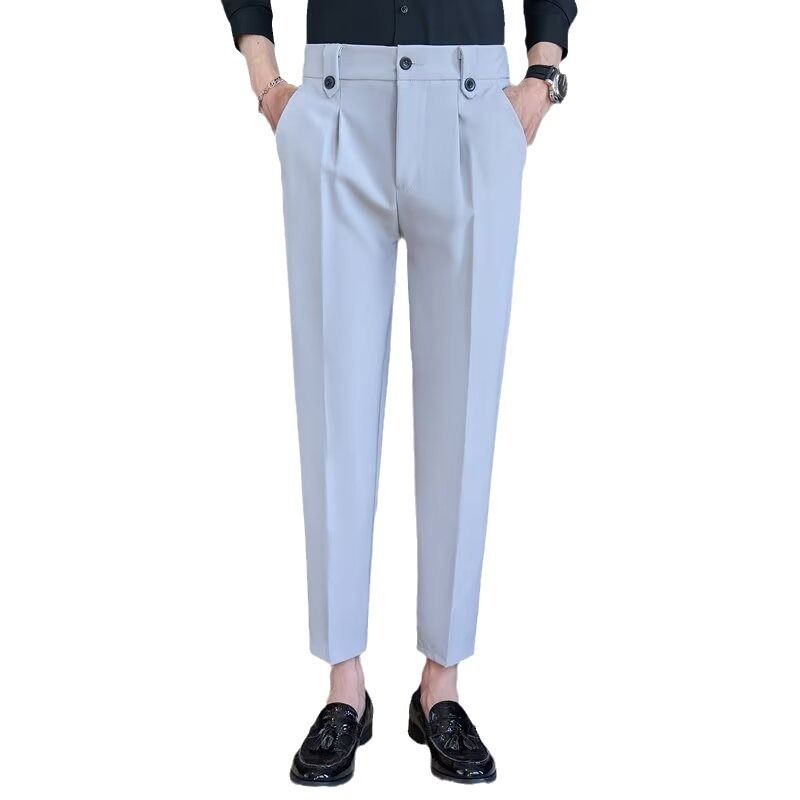 Light luxury casual trousers men's high sense of British style piya men's light familiar style suit cone formal trousers_voghion.com