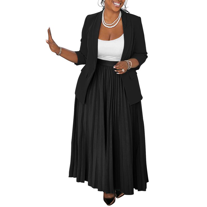 Ropa de mujer Moda Casual Ropa profesional Traje de dama Traje de falda plisada_voghion.com