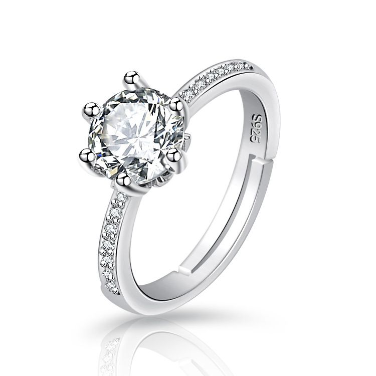 Ehering Moissanit Damenschmuck Mikroset Sechs-Krallen-Diamantring | Klassischer modischer Ehering_voghion.com