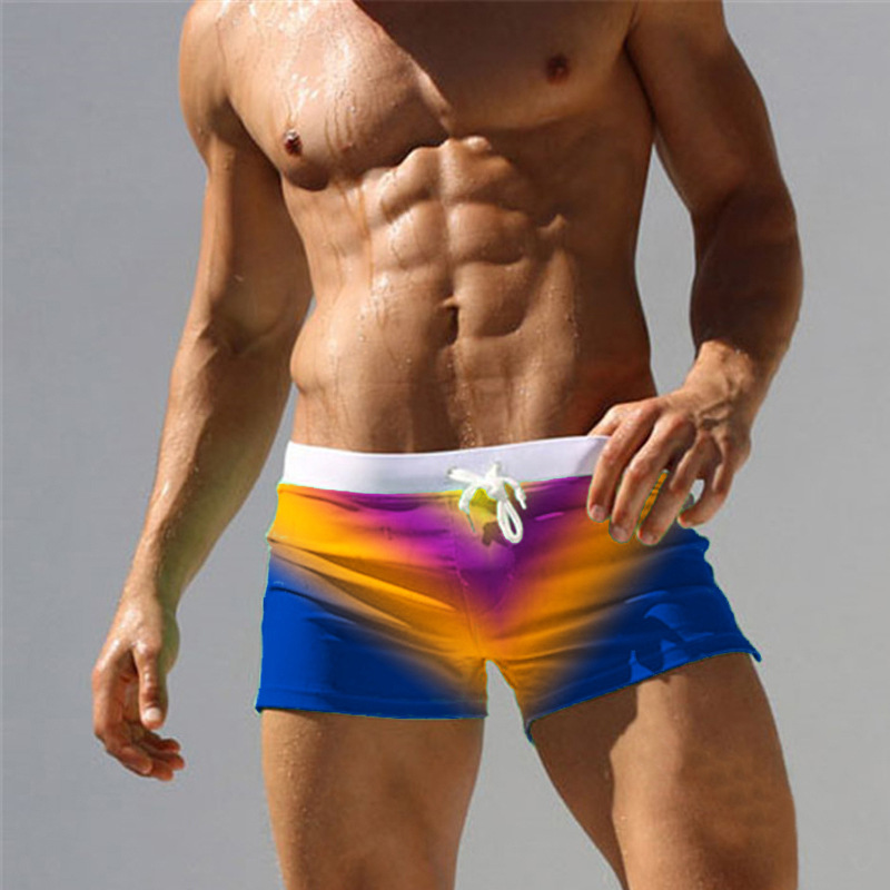 2024 Manufacturer wholesale quick-drying sports shorts men's large size loose gradient beach pants anti-exposure embarrassing swimming trunks_voghion.com