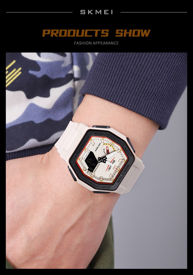 Orologio elettronico digitale con display luminoso, sportivo, al quarzo, con 5 allarmi, per uomo e donna, impermeabile, con ora mondiale._voghion.com