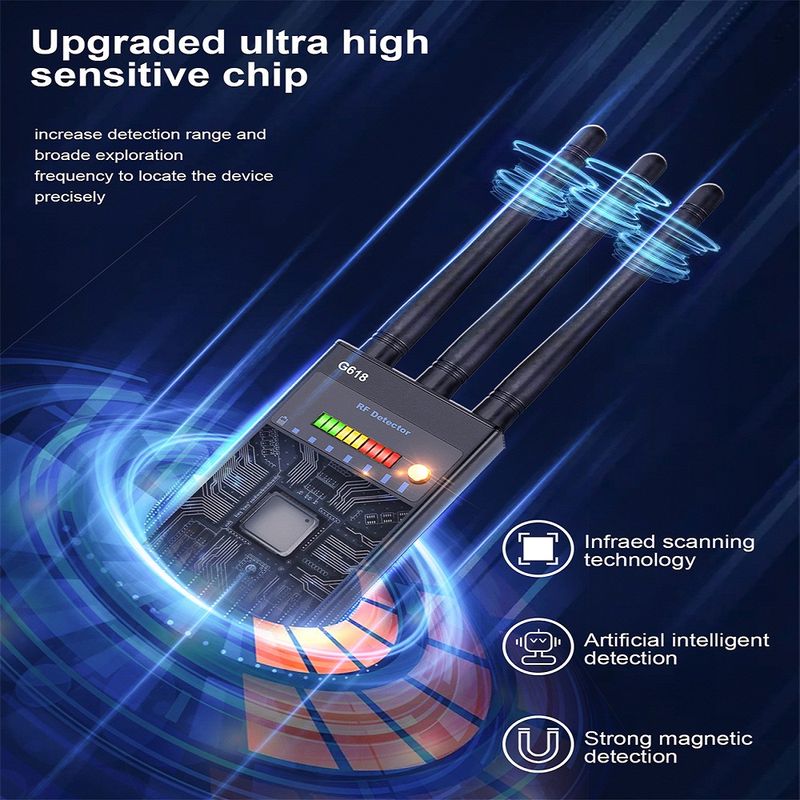 Kolme antennia Professional Radio Frequency Detection Device GSM GPS RF-signaalin tunnistin Langaton kamera havaitsee salakuuntelun_voghion.com