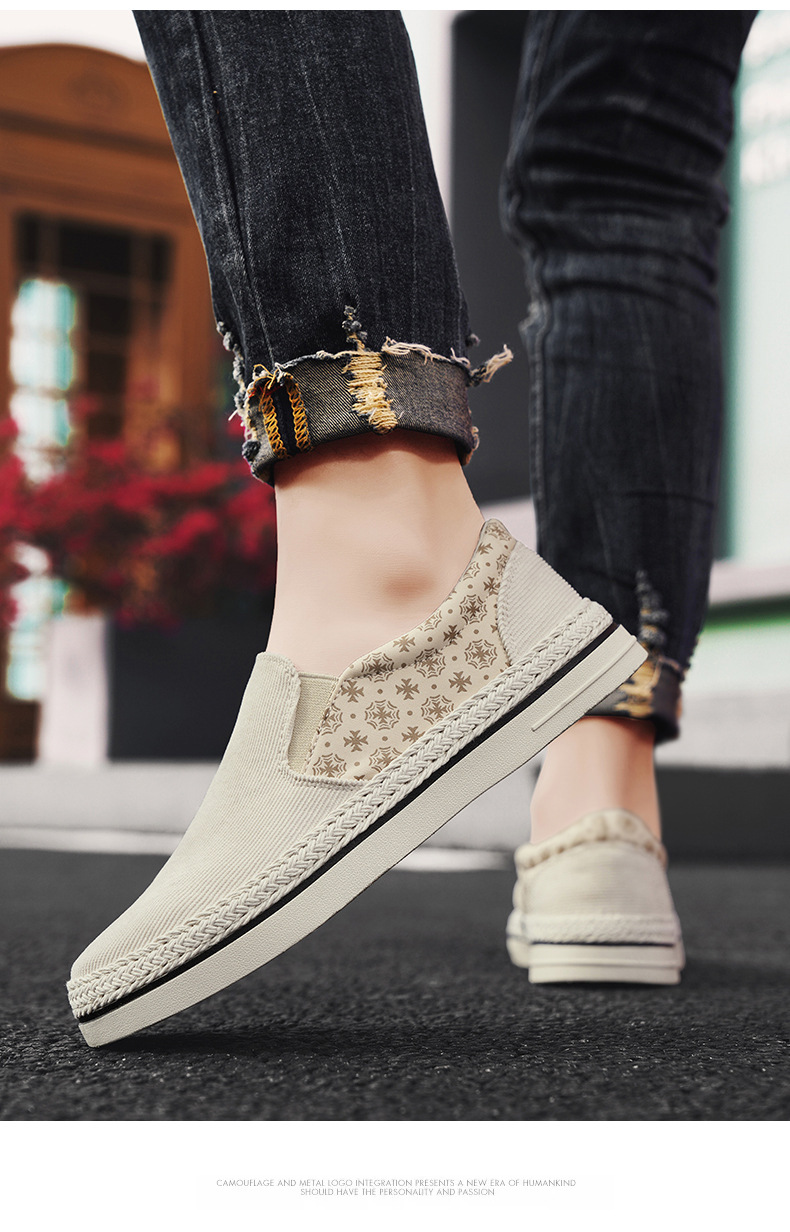 Canvas with one foot for men, spring flat bottomed anti slip white, summer breathable, lazy fisherman, sports and_voghion.com