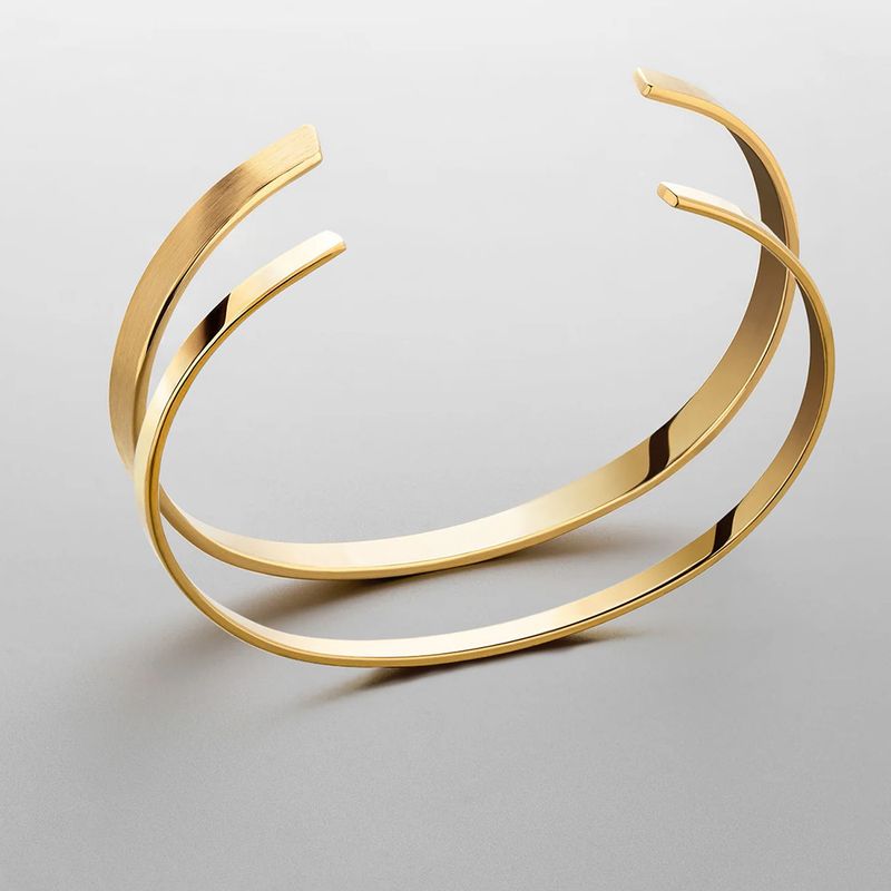 eManco New Fashion Stainless Steel Layered Open Bangle Box Cuban Chain Bracelet Set_voghion.com