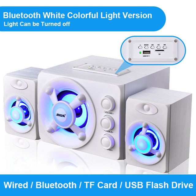 Combinación de altavoces para ordenador, USB, PC, escritorio, alimentación, Bluetooth, más subwoofer USB-TF-AUX con LED de color 2.1 de 3 canales_voghion.com