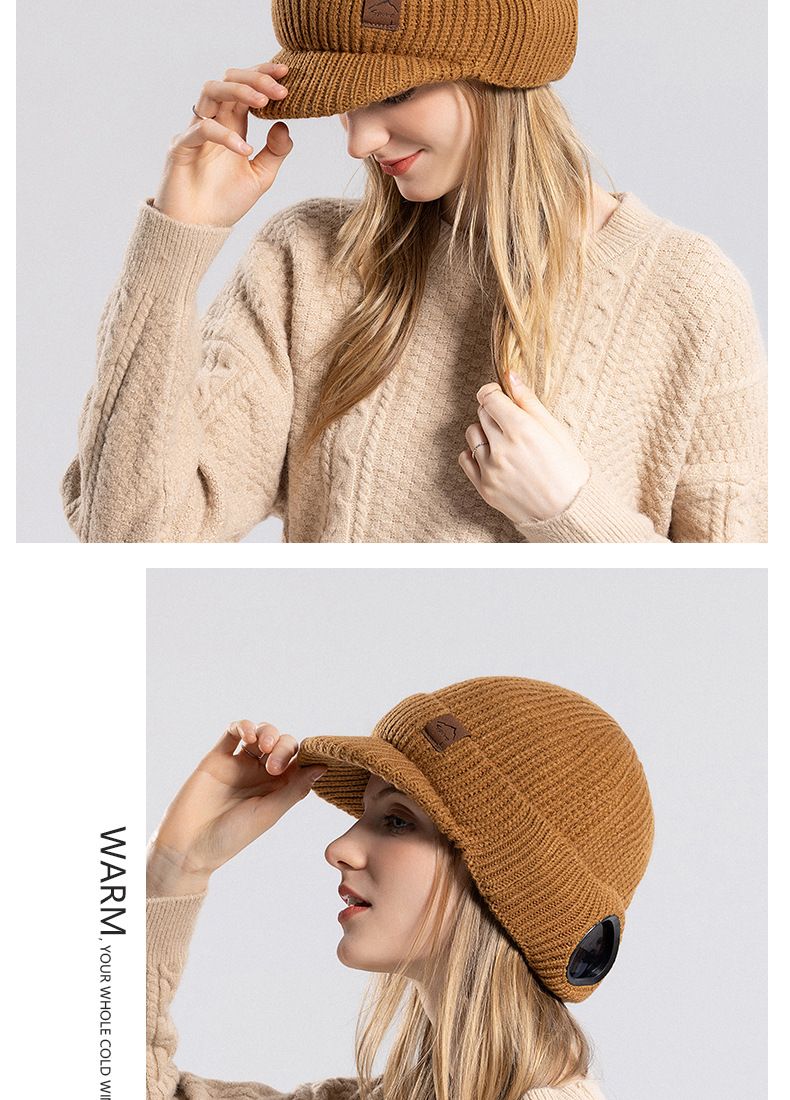 New Winter Fashionable Versatile Hat With Plush Warm Windproof Hat For Women Ear Protection Knitted Yarn Hat_voghion.com