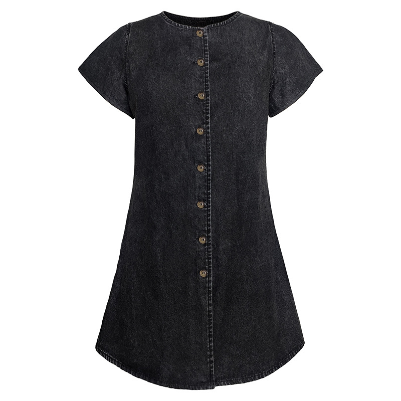2024 Denim For Women Summer Loose Fit Shirt Dress Vintage Style_voghion.com
