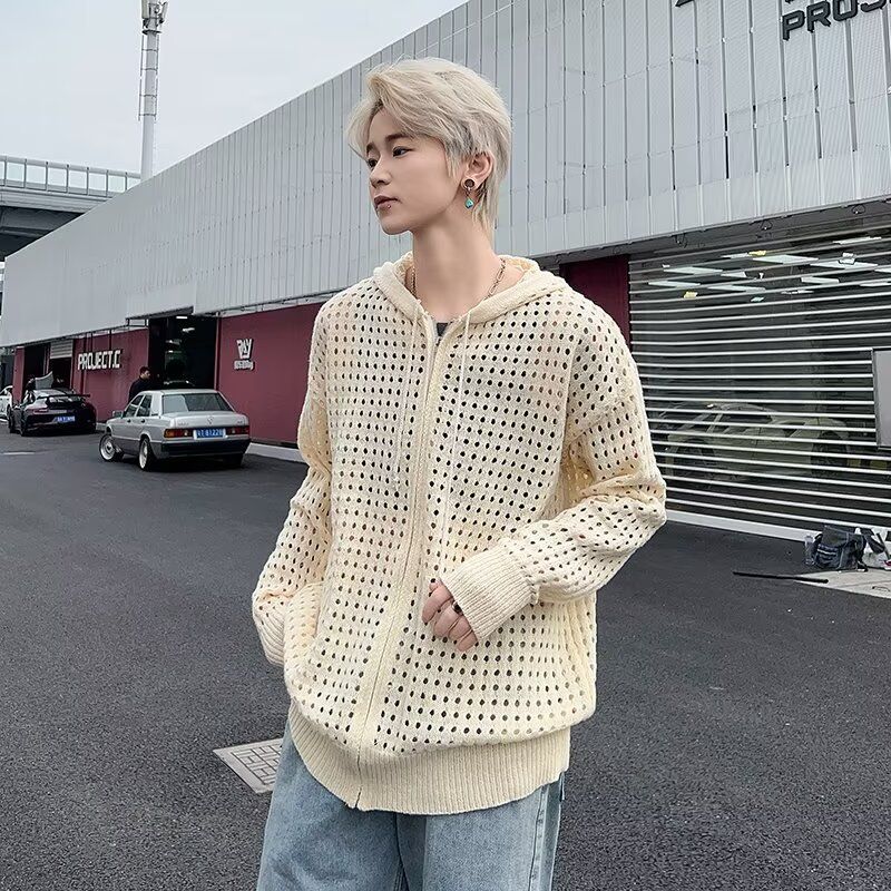 Herbst Winter Neue Aushöhlen Langarm Strickjacke Jacke Für Männer Und Frauen Mit Kapuze Design Trendy Marke_voghion.com