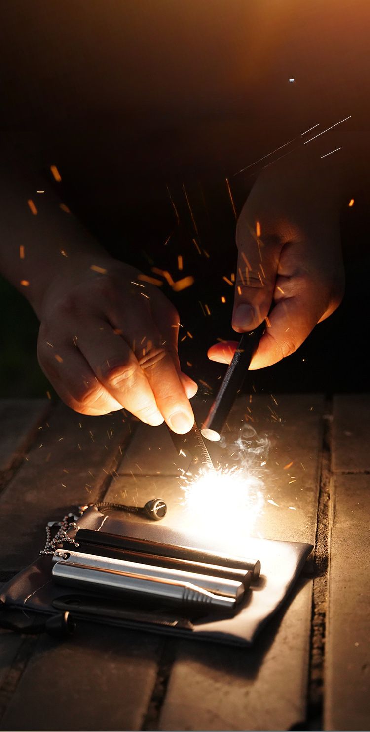 Kit di pietra focaia per esterni, asta di magnesio, accendifuoco impermeabile, campanello per campeggio, attrezzatura per la sopravvivenza in natura_voghion.com