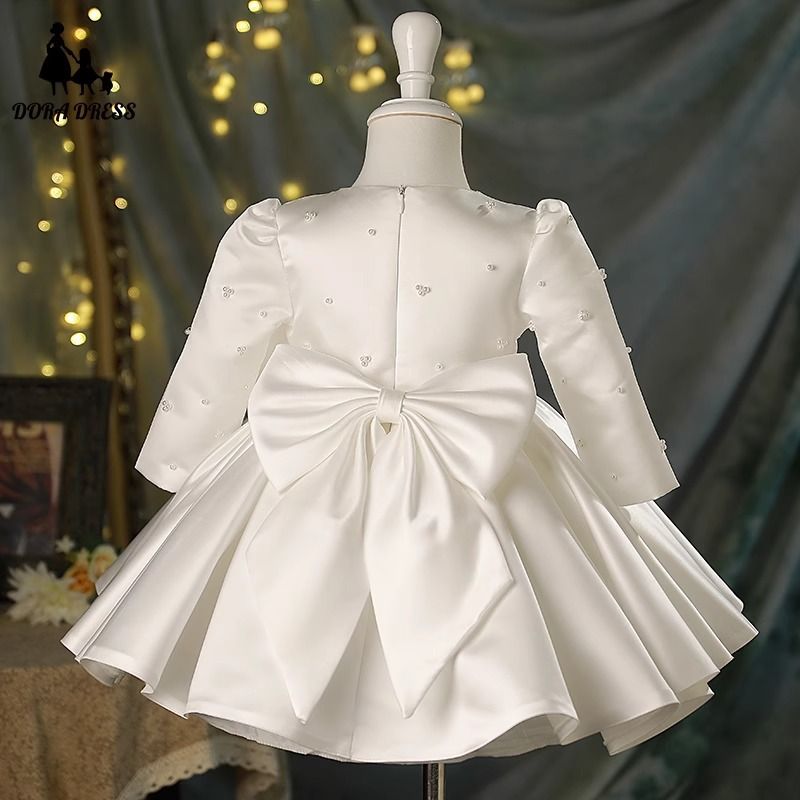 Elegant Princess Flower Girl Dress For Girls – White Short Sleeve Formal Gown For Weddings, Birthday Parties & Piano Recitals (80-130cm)_voghion.com