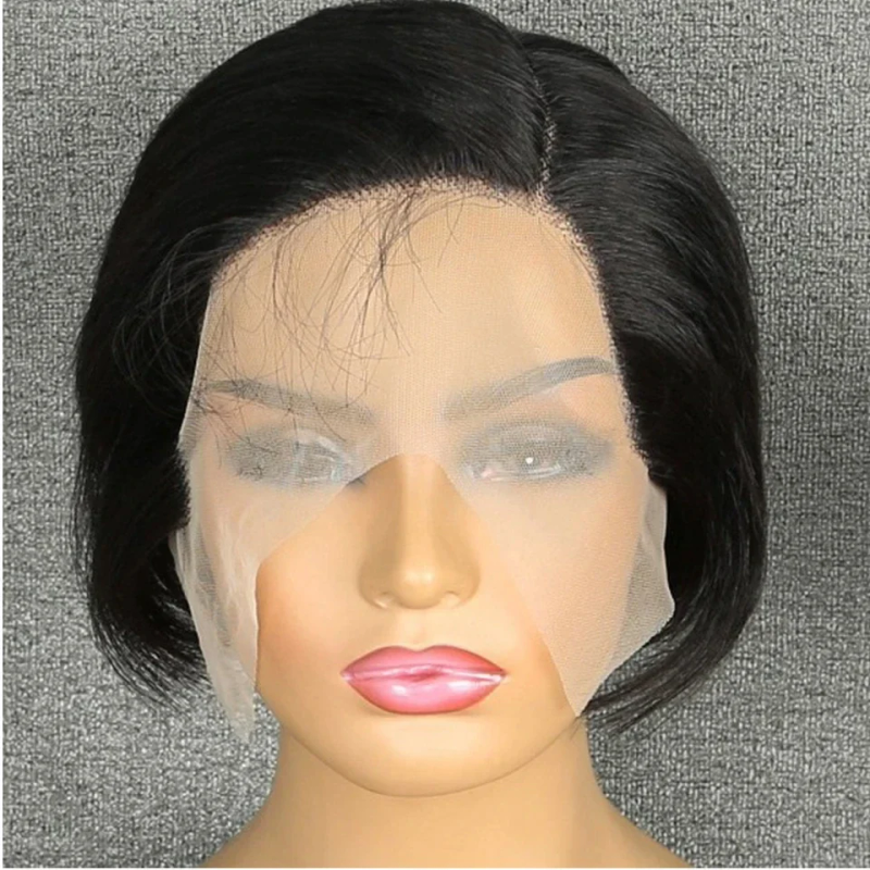 Short Straight Pixie Cut Wig T Part Lace Human Hair Ombre T1B/30 Cheap Sale Clearance Transparent Wig_voghion.com