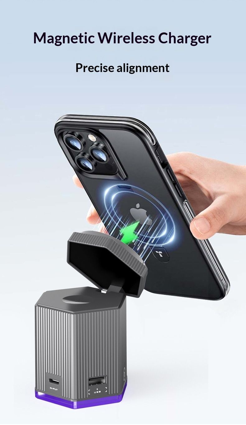 50704555550<=3 Cross-Border 3-in-1 Atmosphere Light Rotatable Foldable Magnetic Fast For Phone Watch Earphone Wireless Charging_voghion.com