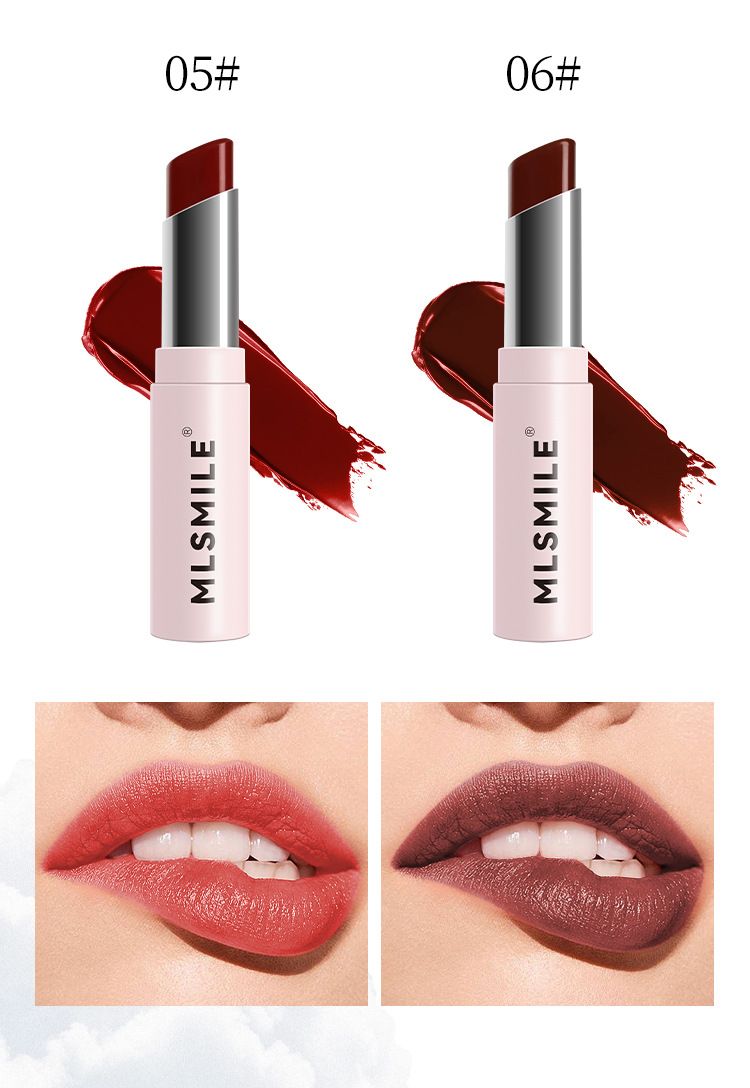 MLSMILE Pink Tube Lipstick Long Lasting Moisturizing Lipstick Whitening Easy To Color Six Color Lipstick_voghion.com