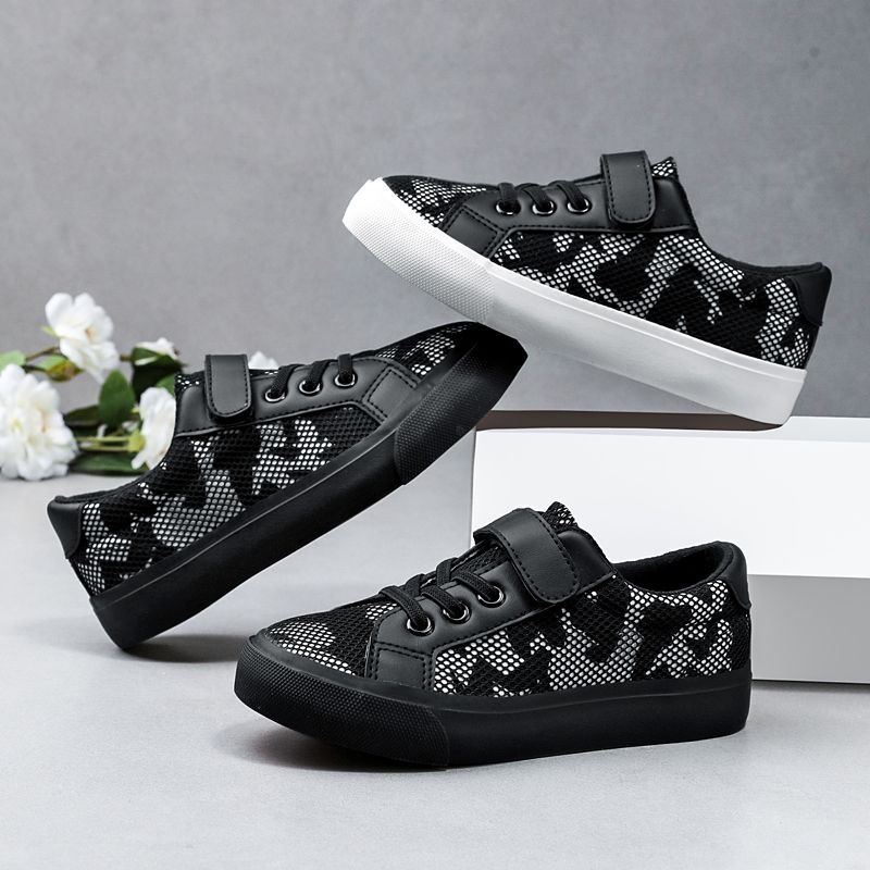 Schwarze Kinder Canvas Sneakers Atmungsaktive Neue Sportmode Kleinkind Mädchen Kinder Jungen Flache Schuhe_voghion.com