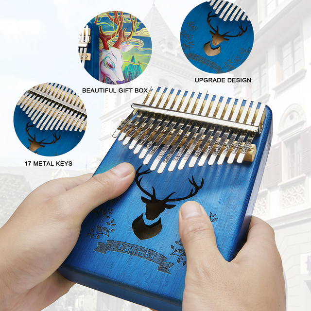 Piano à pouce Kalimba 17 touches, corps Mbira en bois de haute qualité, Instruments musicaux avec livre d'apprentissage, Piano Kalimba, cadeau de noël_voghion.com