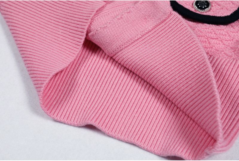 Luxury Knit Suit Set – Elegant Long Sleeve Cardigan & Straight Leg Pants (Black/Pink/White, Sizes S-XL)_voghion.com