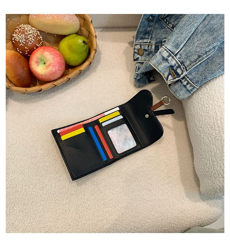 Wallet Women's Long Capacity D Buckle Position Multi functional Three fold Handheld Short Card Bag_voghion.com