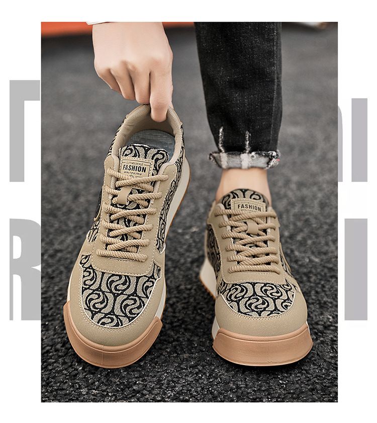 Casual spring 2024 new printed fabric casual men's low cut soft soled trendy shoes_voghion.com