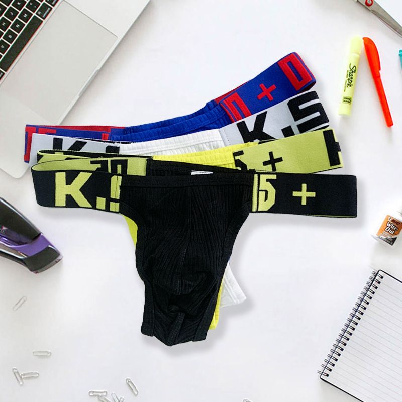 Sous-vêtements pour hommes, nouveau style, string côtelé, taille basse, t-shirt sexy pour hommes_voghion.com