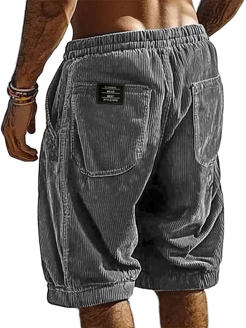 Herren Cord-Shorts Sommer Lässig Bequem Elastischer Bund Kordelzug Mehrere Farben Modische Cargohose_voghion.com