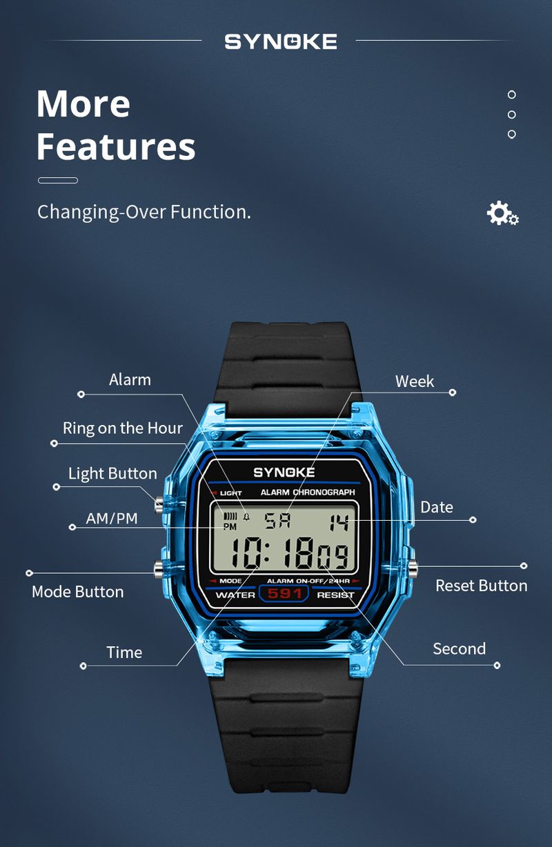 Retro Digital Sports Watch For Men And Women - Lightweight Square Design, 30M Waterproof, PU Strap, Multiple Color Options Small Square Spot_voghion.com