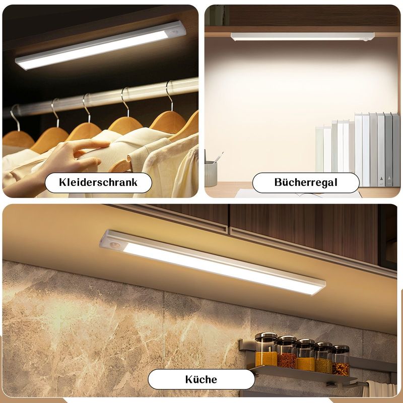 Glitzerlife Unterbauleuchte Küche Led Dimmbar - 30CM 2 Stück Schrankbeleuchtung Mit Bewegungsmelder 3 Farbtemperatur Schranklicht USB Wiederaufladbar Küchenlicht_voghion.com