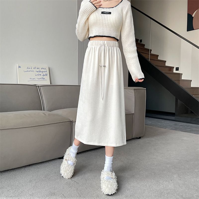 ChicShe 2024 Spring And Autumn New Thin Style Plus Size Loose Slimming High Waist With Slit Straight A-Line Skirt_voghion.com