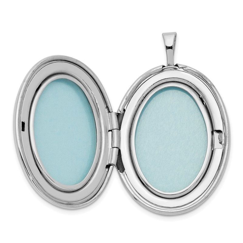 Sterling Silver Rhod-plated Textured & Polished Paw Print 26mm Oval Locket_voghion.com