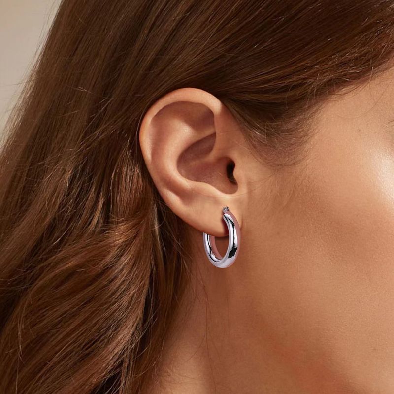 Orecchini a cerchio grandi minimalisti da donna in argento sterling 925, stile punk, dichiarazione di moda, misure 20 mm-30 mm, gioielli per le orecchie alla moda alla moda punk_voghion.com