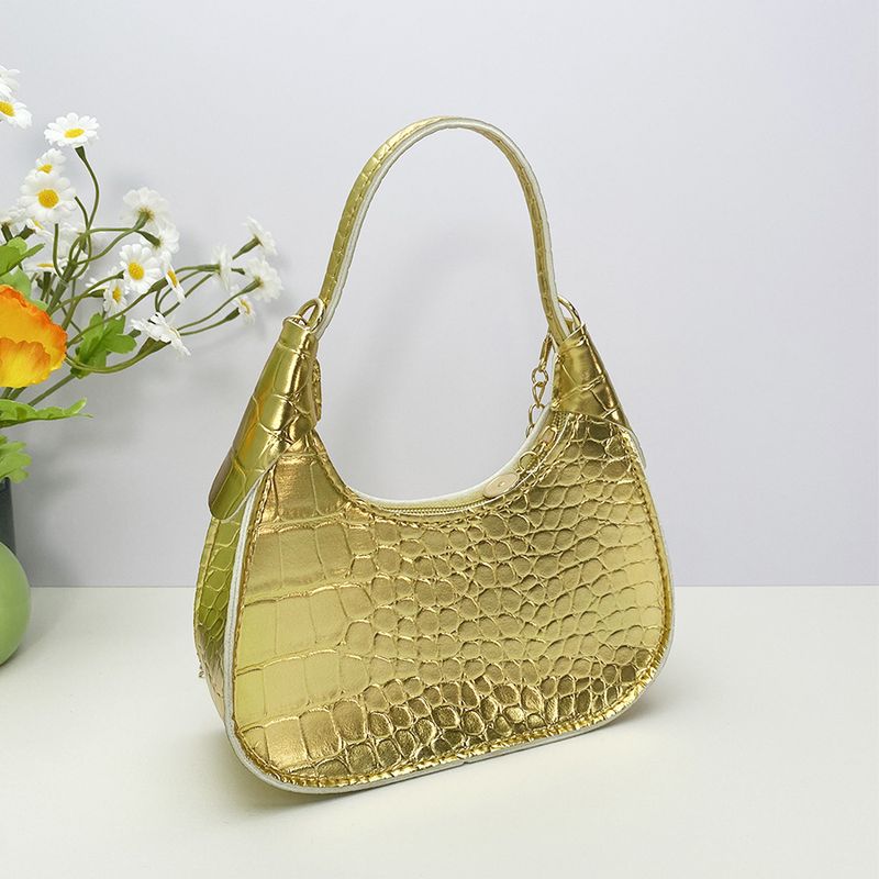 Borsa a tracolla piccola a mezzaluna da donna, con motivo a coccodrillo e decorazione a farfalla, borsa da ascella_voghion.com