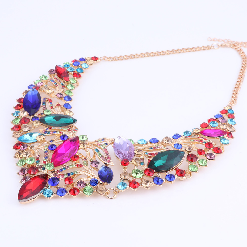Muoti Teardrop tekojalokivi Crystal Choker kaulakoru naisille Statement kaulus kaulakorut korvakoru hääjuhla korusetit_voghion.com