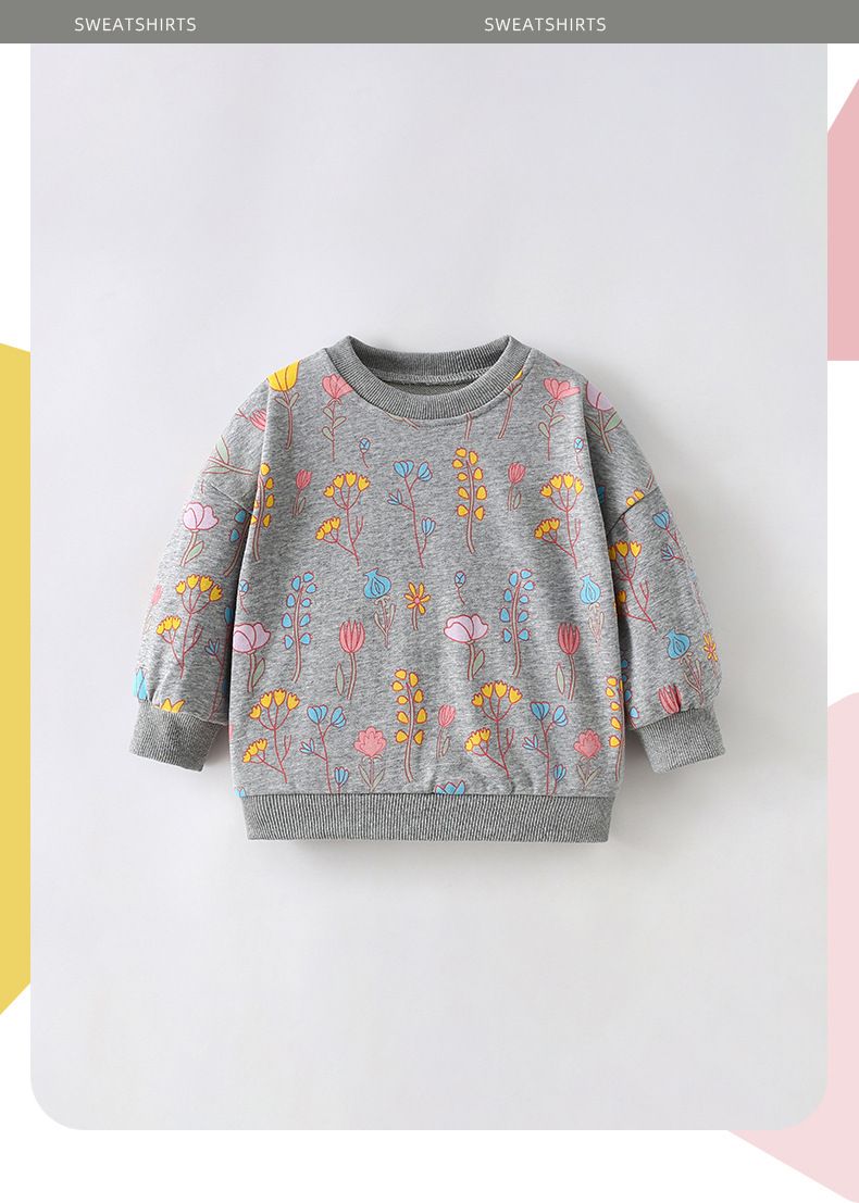 Felpa casual da bambina, nuova, alla moda, con scollo rotondo e maniche lunghe, stampata, per bambini piccoli_voghion.com