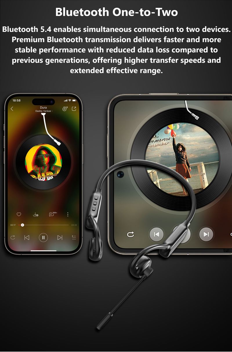 Open-Ear Headset With Detachable Noise Canceling Boom Microphone Wireless Headphone With Mute For Trucker Office Call Center_voghion.com