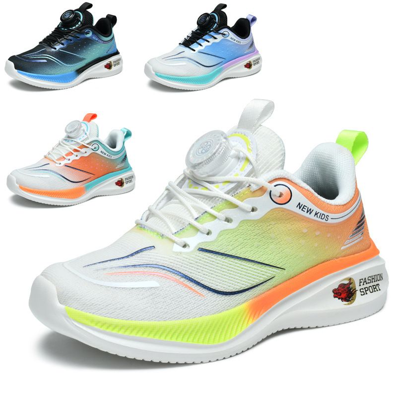 Running And Girls Autumn New Mesh Rotating Button Shock Absorption Sports Children's Shoes Students Boys_voghion.com