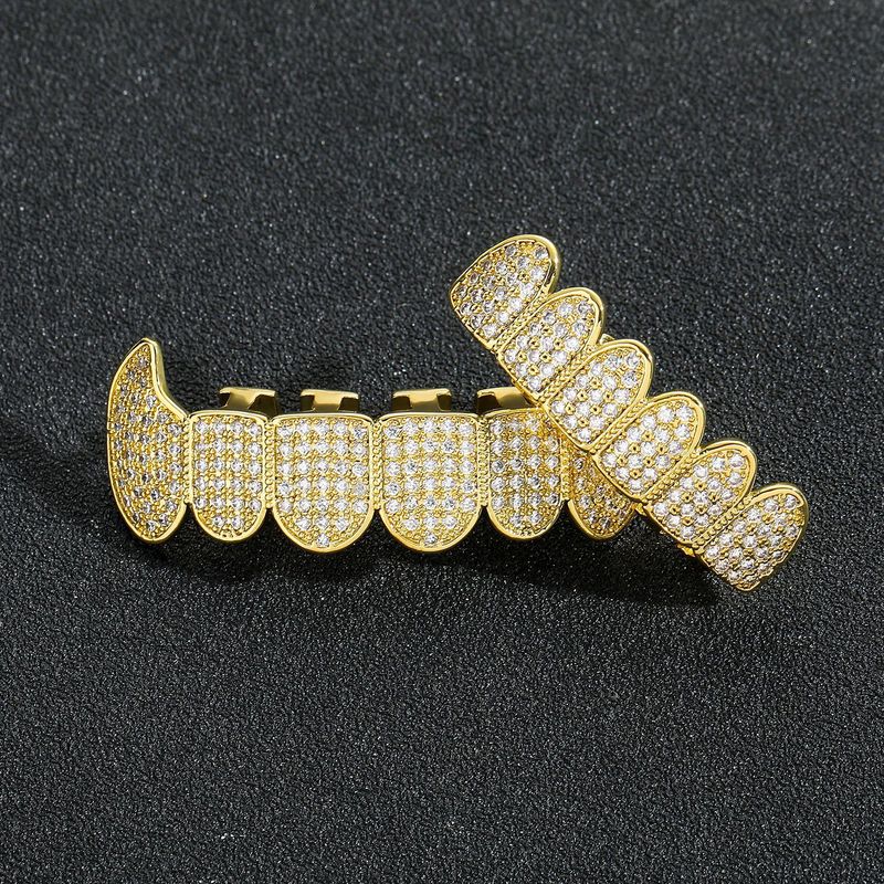 hip hop bretelle dorate Halloween unisex ecologiche in rame micro intarsiato zircone bretelle personalità cool_voghion.com