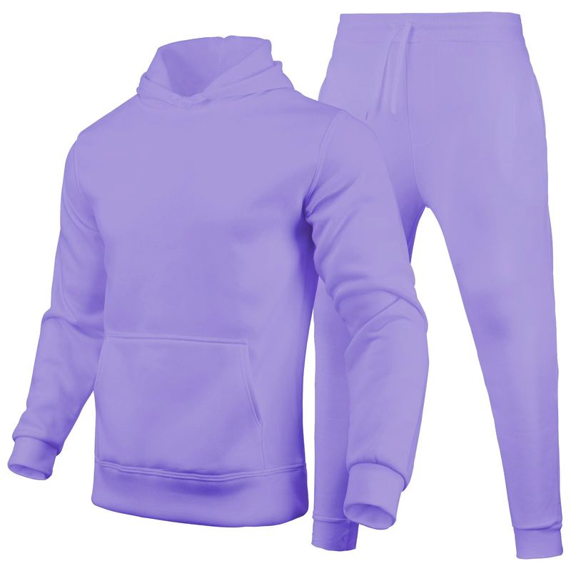 Conjunto de dos piezas de suéter y pantalones holgados de polar de color liso en blanco de talla europea para hombre y mujer, otoño/invierno 2023_voghion.com