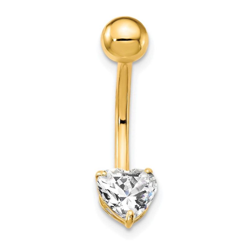 10k W/6X6 CZ Heart Belly Dangle_voghion.com