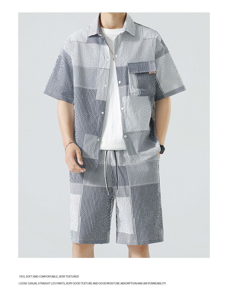 Herrenbekleidung Herren Sommer Dünne Modemarke Lose Lässige Eisseide Sportanzug Strandshorts Zweiteiliger Anzug Herren_voghion.com