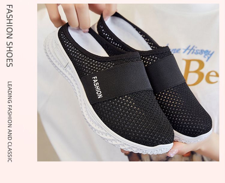 Damenschuhe Freizeitschuhe Fliegengewebte atmungsaktive Flats Bag Head Halbschuhe Einzelschuhe_voghion.com