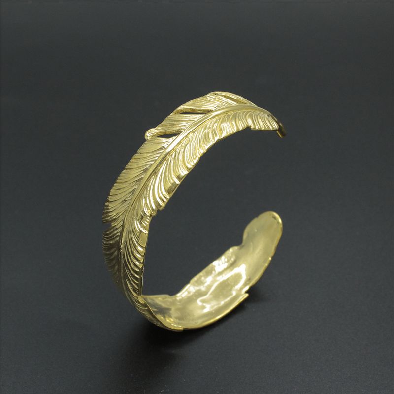 Kaji Japanese Style Personality For Men Feather Stainless Titanium Steel Bracelet Rock Three Colors_voghion.com