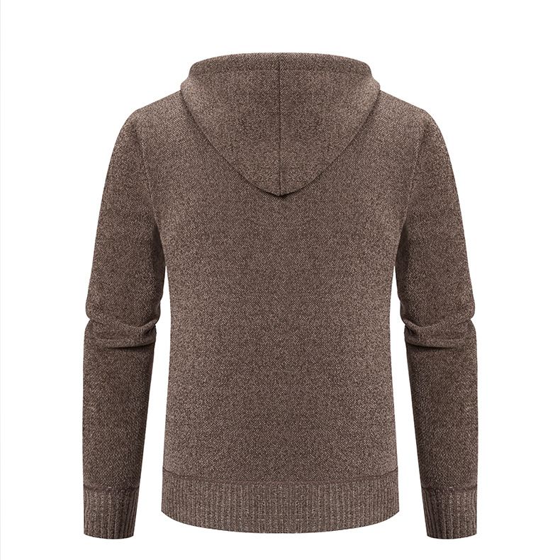 Suéter con capucha y forro polar para hombre - Chaqueta de punto de invierno (negro/carbón/azul marino/marrón/gris claro, M-3XL)_voghion.com
