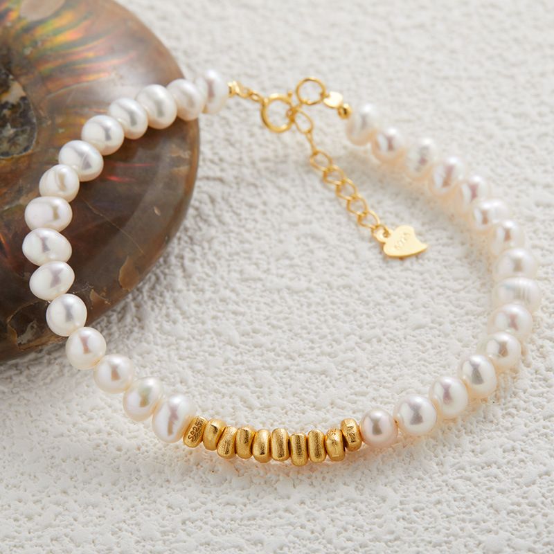 Parure di gioielli da donna in argento Sterling 925 con perle d'acqua dolce naturali, elegante collana, orecchini e anello, minimalista e chic_voghion.com
