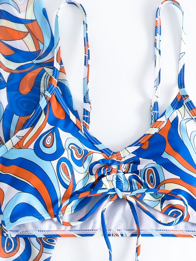 kvinders delt tredelt sæt højtaljet langærmet bluse internet berømthed snøre outfit_voghion.com