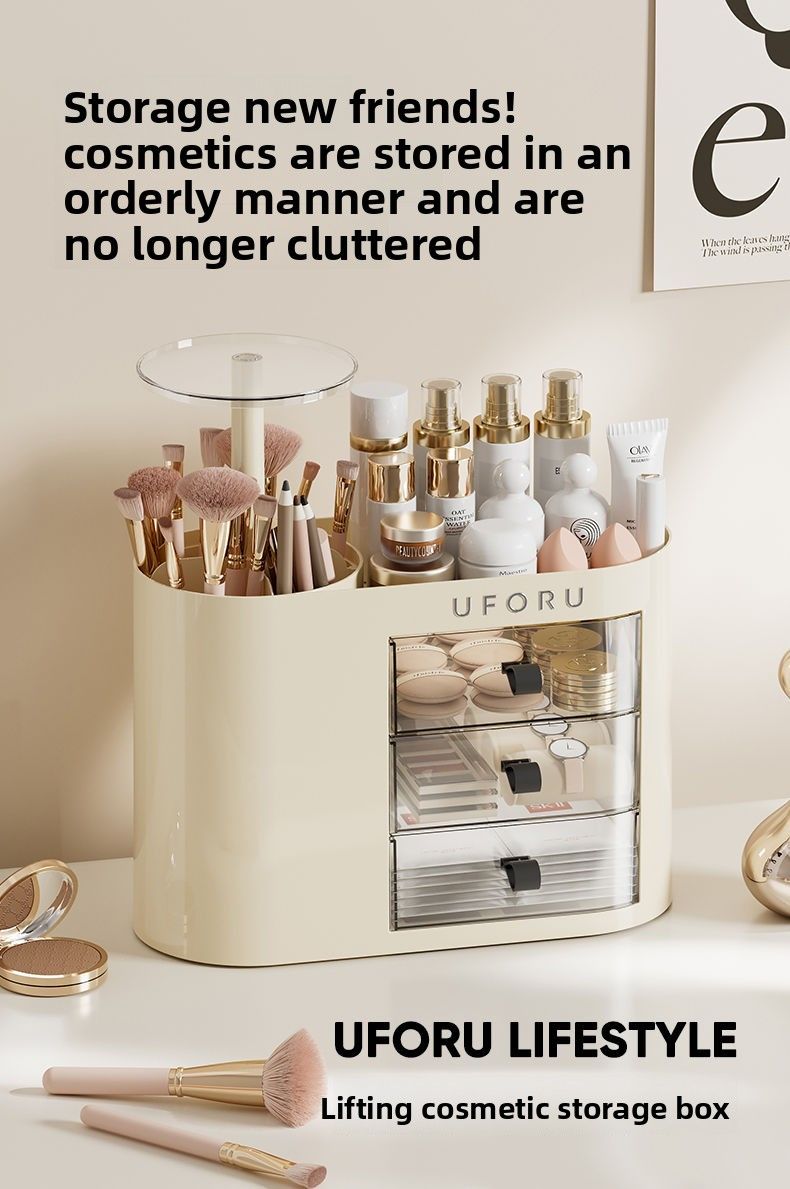 Drawer-style Organizer Desktop Vanity Multi-functional Cosmetic Makeup Brush Storage Rack Lipstick Jewelry Box_voghion.com