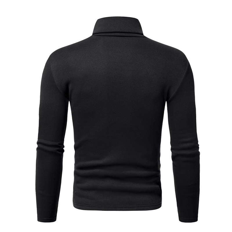 Autumn And Winter Hoodie Men Solid Color Plus Fleece Pullover Turtleneck T-shirt Primer Fleece Hoodie Men_voghion.com