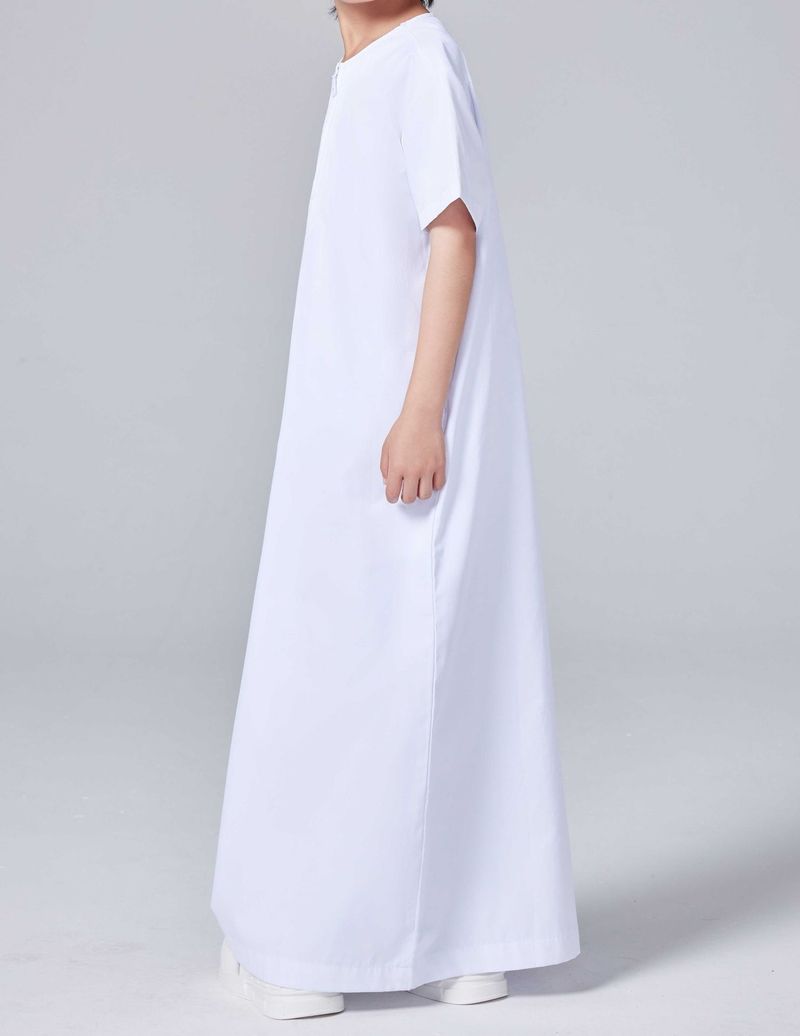 Toddler Boys Clothing Solid Color Boy Short Sleeved Zipper Shirt Robe_voghion.com